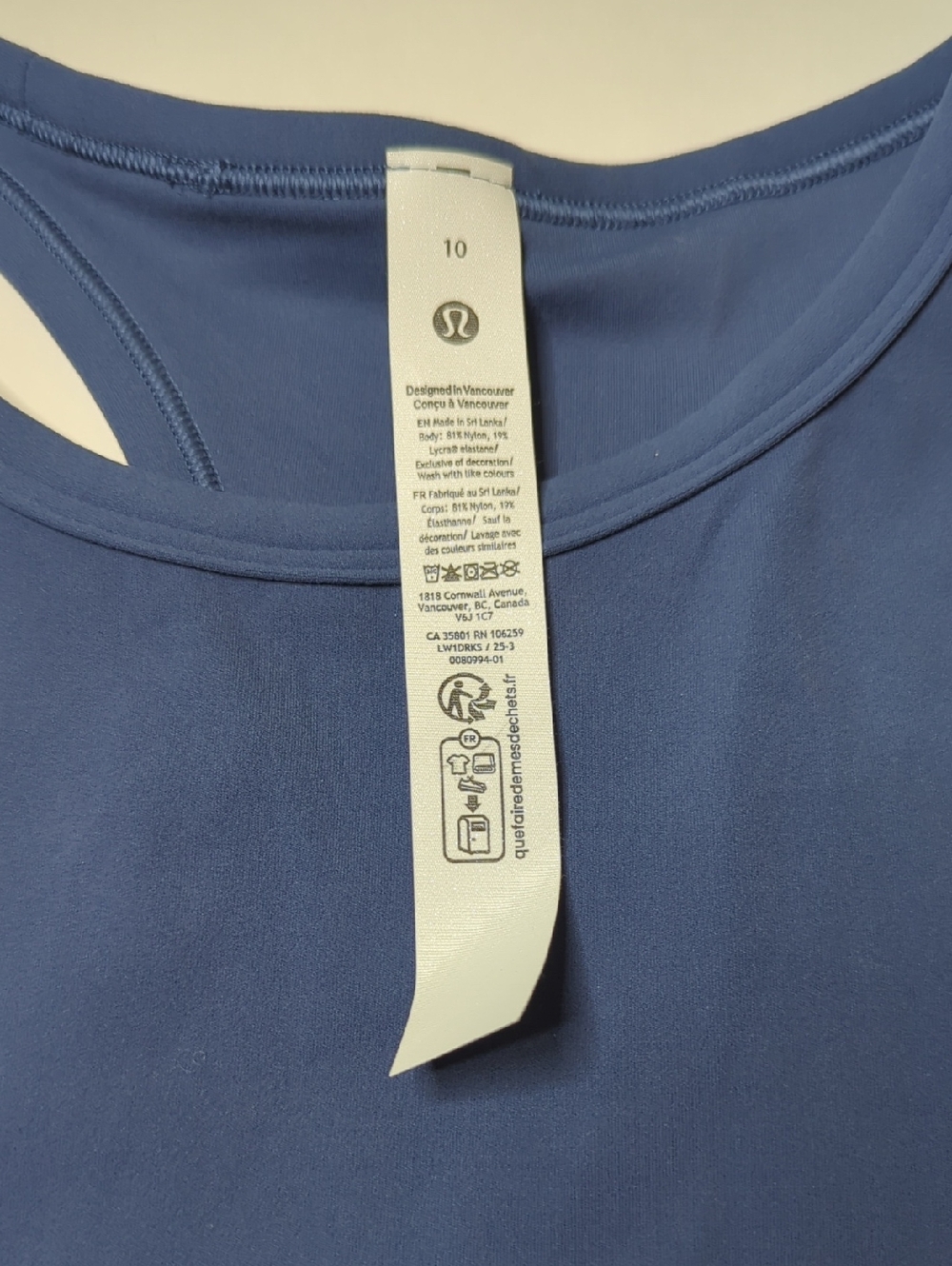 Lululemon Align Waist-Length Racerback In Blue Twill Size 10 - Picture 4 of 6
